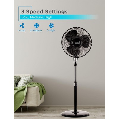 Black Adjustable Height Oscillating Floor Fan with Remote Control