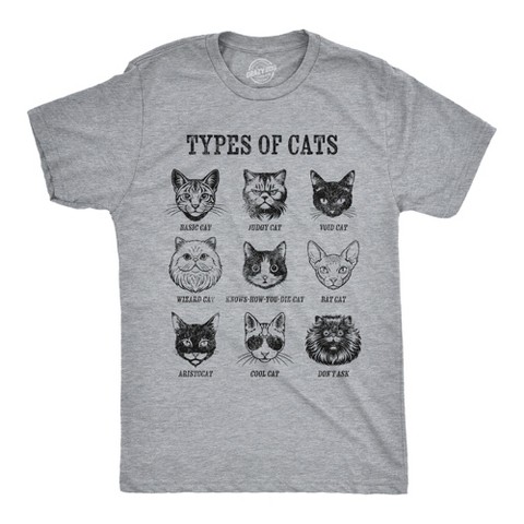 Мужские футболки Crazy Dog T-Shirts, Inc. Mens Funny T Shirts Types Of Cat List Sarcastic Kitten Graphic Novelty Tee For Men - Crazy Dog Men's T Shirt For Cat Lovers Light Grey L