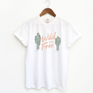 Simply Sage Market Women's Wild and Free Cactus Short Sleeve Garment Dyed Tee - 1 of 3