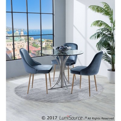 Set of 2 Marcl Contemporary Dining Chair Gold/Blue - LumiSource