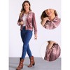 Allegra K Women's Velvet Button Up Long Sleeve Crop Jacket - 2 of 4