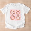 Simply Sage Market S.W.Smiley Pink Four Square Smiley Face Garment Dyed Tee - S - White - 3 of 4