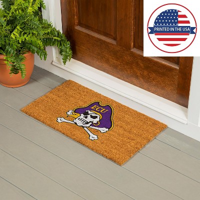 EvergreenNCAAEast Carolina Pirates Logo Natural Coir 28 x 16 Inches Indoor Outdoor Doormat