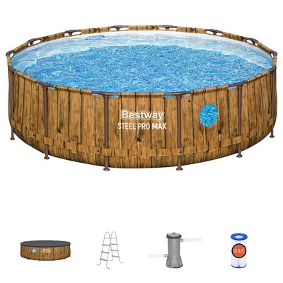 Bestway Steel Pro MAX–14' Round Swimming Pool Set-Filter Pump,Ladder & Cover
