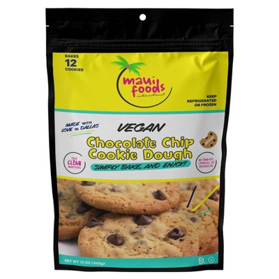 Maui Foods Frozen Gourmet Vegan Chocolate Chip Bake At Home Cookie Dough - 12oz