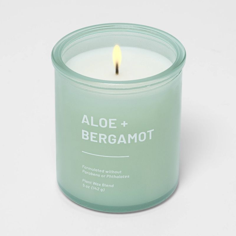 Tinted Glass Aloe + Bergamot Jar Candle Light Green - Threshold™, 2 of 9