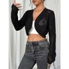 Clearlove Oversized Bolero Shrug Cropped Cardigan for Women Long Sleeve Sweater Eyelet Knit Open Front Cardigan - 3 of 4