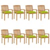 vidaXL Set of 8 Stacking Patio Chairs with Cushions - Solid Teak Wood - Rustic Design - Ideal for Indoor & Outdoor Use - Easy-to-Clean - 2 of 4