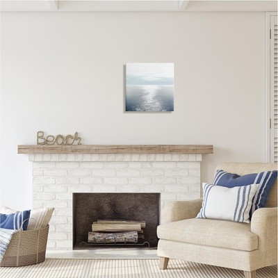 Ocean Ripples Blue and White Canvas Landscape Print, 17 x 17