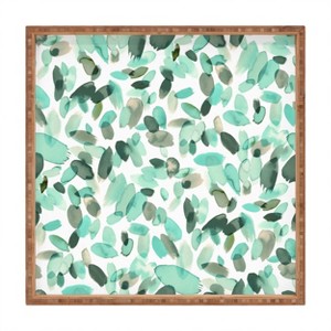 Ninola Design Mint Flower Petals Abstract Stains Square Bamboo Tray - Deny Designs - 1 of 2