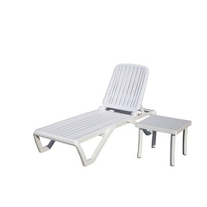 Maggift Patio Chaise Lounges Armchair sturdy Outdoor Garden Yard, Lawn, Backyard, Deck, Pool Side, Fire Pit, with Table, White, 67.05"*27.09"*32.05" - 1 of 4