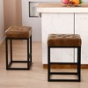 24" Leather Upholstered Counter Stools - 2 of 4