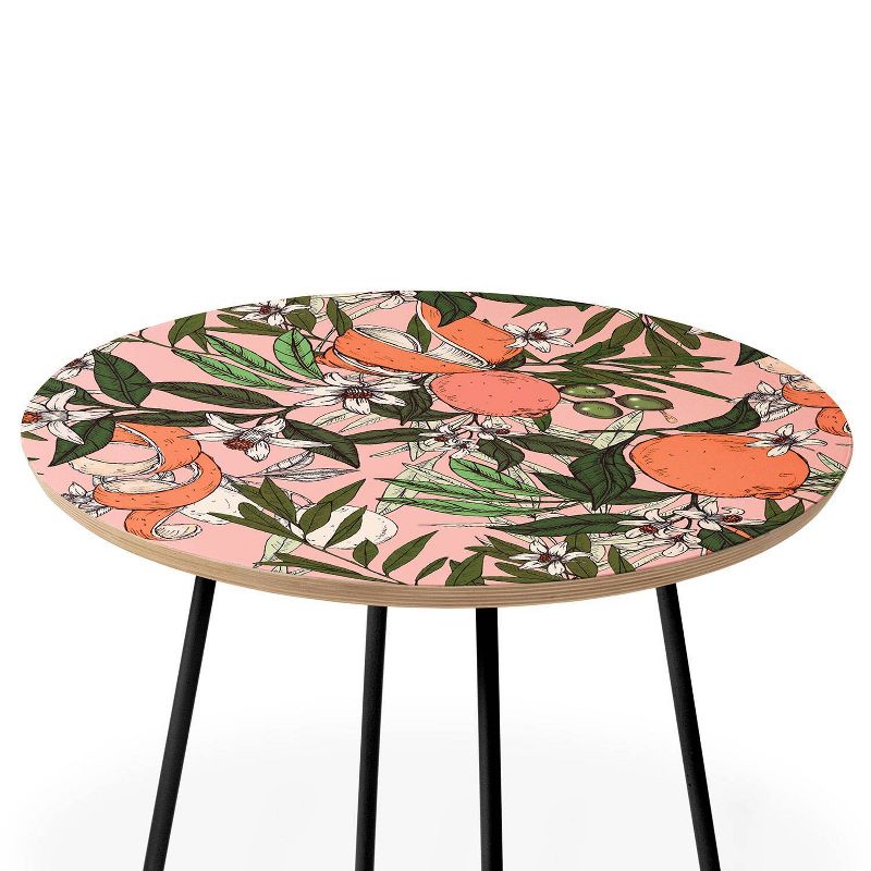 Round Marta Barragan Camarasa Olives In The Orange Flowers Side Table Pink/Black - Deny Designs, 3 of 6