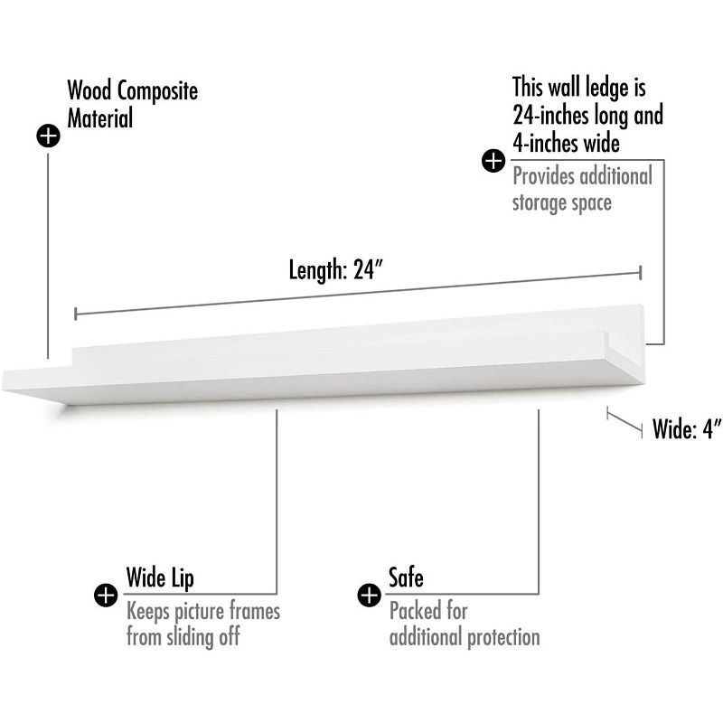 Americanflat Floating Wall Shelve - White - Available in a variety of sizes, 5 of 6