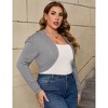 Coolmee Women's Plus Size Cropped Cardigan Bolero Shrug Open Front Long Sleeve Knit Sweater Cardigan - 4 of 4
