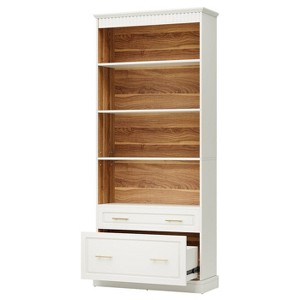 Gulches 72" Bookshelf with Drawers, 5-Shelf Freestanding Bookcase Display Shelf - 1 of 3