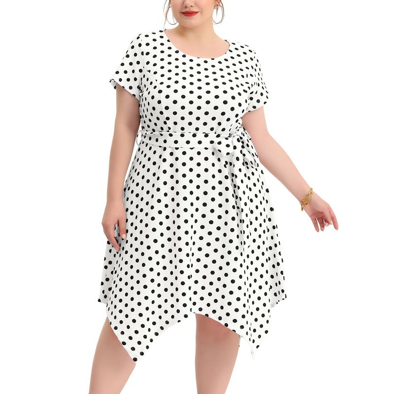 Agnes Orinda Women's Plus Size Polka Dots Wedding Elegant Spring Summer Midi Shirt Dresses, 2 of 6
