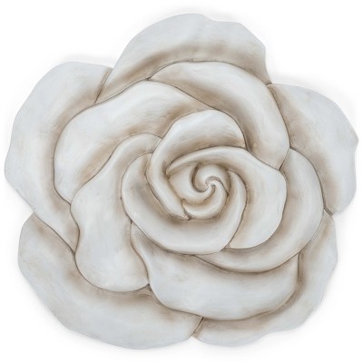 Nat & Jules Rose Flower Shaped Dimensional Indoor Outdoor 12 inch Cast Resin Decorative Garden Stepping Stone, Patio, Walkway Sculpture Yard Art,