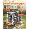 VEVOR Outdoor Cat House, 2-Story Wooden Cat Shelter for 3 Outside Cats in Winter, Elevated Feral Kitty Shelter with Stairs, White&Grey - 3 of 4