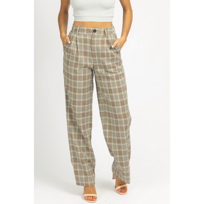 Women's PLAID PLEATED PANTS - SANS SOUCI