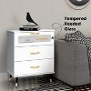 Modern Nightstand with Drawer, Mid Century Side Table Bedroom, Wood Dresser for Bedroom Cabinet, White - 3 of 4