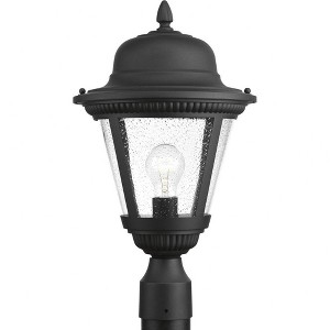 Progress Lighting Westport 1-Light Outdoor Post Lantern in Antique Bronze with Seeded Glass Shade - 1 of 4