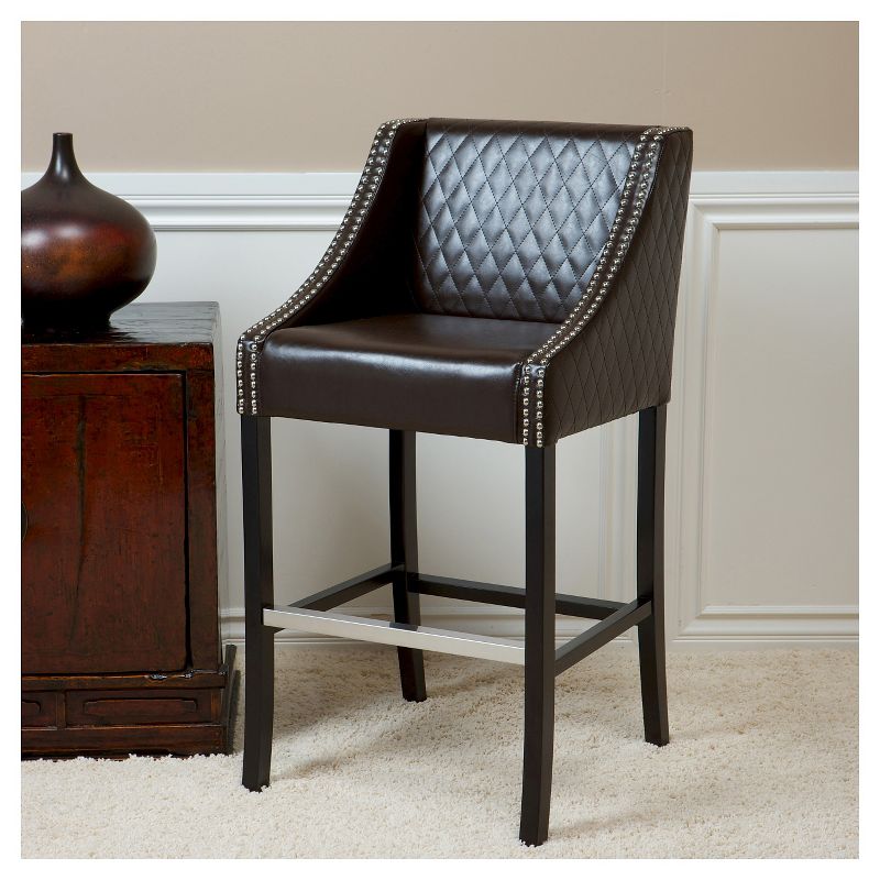 28" Milano Quilted Bonded Leather Barstool - Christopher Knight Home, 4 of 6