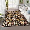 Washable Area Rug, Modern Floral Ultra-Thin Non Slip Soft Carpet for Living Room, Dining Room, or Kids Bedroom - 3 of 4