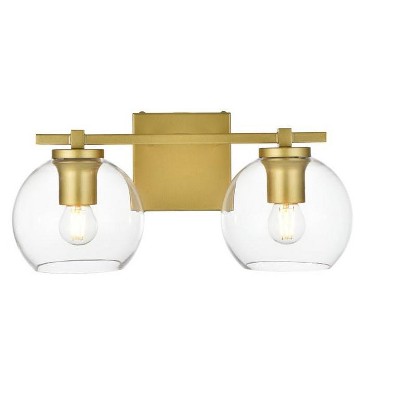 Elegant Lighting Juelz 2 light Brass and Clear Bath Sconce