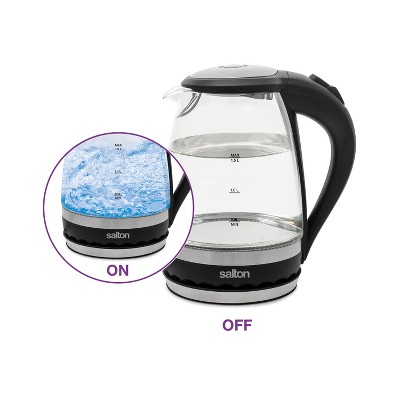 1.6 Qt Glass and Stainless Steel Electric Kettle with Blue Illumination