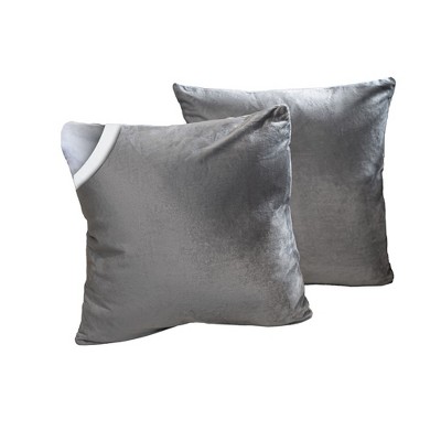 Gray Velour Decorative Throw Pillows Set of 2