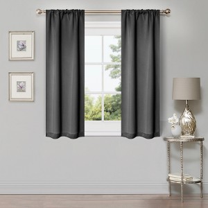 Modern Solid Semi-Blackout Room Darkening Curtain Panel Set by Blue Nile Mills - 1 of 4