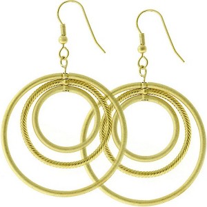 ShineHigh Golden Illusion Layered Hoop Earrings for Women – 18K Gold-Plated Statement Hoops with Multi-Ring Drop Design and Hook Backing - 1 of 1
