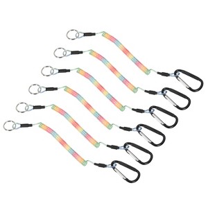 Unique Bargains Retractable Spiral Coiled Safety Cords Carabiners Fishing Tool Lanyards 6 Pcs - 1 of 4