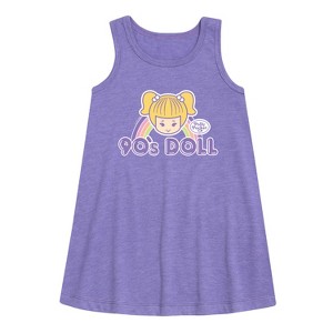 Girls' - Polly Pocket - 90s Doll Graphic Sleeveless Aline Dress - 1 of 2