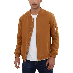 Mens Bomber Jackets Faux Suede Lightweight Flight Jacket Zip Up Active Coat - 1 of 4
