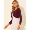 INSPIRE CHIC Women's Elegant Long Sleeve Floral Lace Panel Knit Crop Cardigan Shrug - 4 of 4