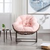 Modern Papasan Rocking Chair, Outdoor Rocker Recliner Chair with Metal Frame and Soft Tufted Cushion for Garden, Living Room – ModernLuxe - 3 of 4