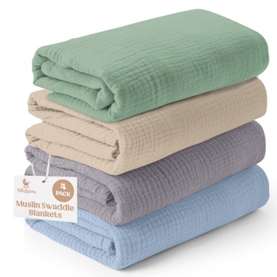Babylicious Baby Soft & Breathable Muslin Swaddle Blankets – 47" x 47"