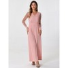 Allegra K Women's Elegant V Neck Mesh Long Sleeve Loose Wide Leg Party Jumpsuits - 3 of 4