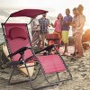 Costway Folding Recliner Zero Gravity Lounge Chair W/ Shade Canopy Cup Holder Wine - image 3 of 4