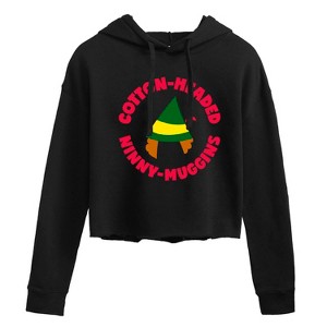 Women's - ELF - Christmas Family Set Ninny Muggins Cropped Graphic Hoodie - 1 of 3