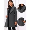 Allegra K Women's Elegant Notched Collar Single Belted Winter Long Coat - 2 of 4