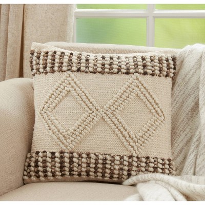 Ivory Woven Diamond Design Euro Pillow Cover
