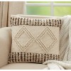 18"x18" Diamond Design Woven Square Pillow Cover Ivory - Saro Lifestyle: Bohemian Style, Zipper Closure - image 4 of 4