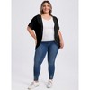 Women's Plus Size Short Sleeves Curved Hem Open Front Knit Cardigans - GRACE & GRANDEUR - 2 of 4