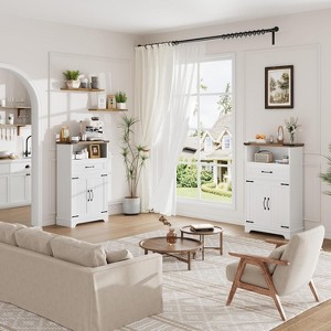 Farmhouse Storage Cabinet with Doors & Drawers, Freestanding for Bathroom, Kitchen, Bedroom, White - 1 of 4