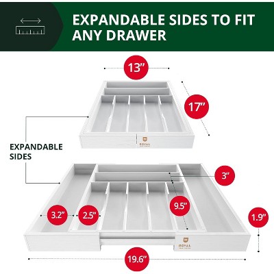 Royal Craft Wood Expandable Bamboo Kitchen Drawer Organizer – Silverware Drawer Organizer and Utensil Holder Tray with Grooved Dividers for Flatware, Cutlery & Kitchen Storage (5 Slot, Natural) - Thumbnail 5