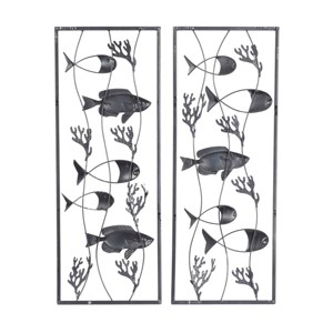 Set of 2 Metal Fish Wall Decors Blue - Olivia & May - 1 of 4