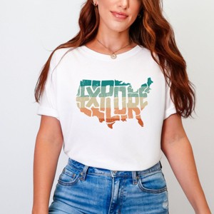 Simply Sage Market Women's Explore America Map Short Sleeve Garment Dyed Tee - 1 of 4